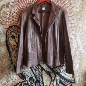 VTG Buttery soft and beautifully detailed brown leather jacket.